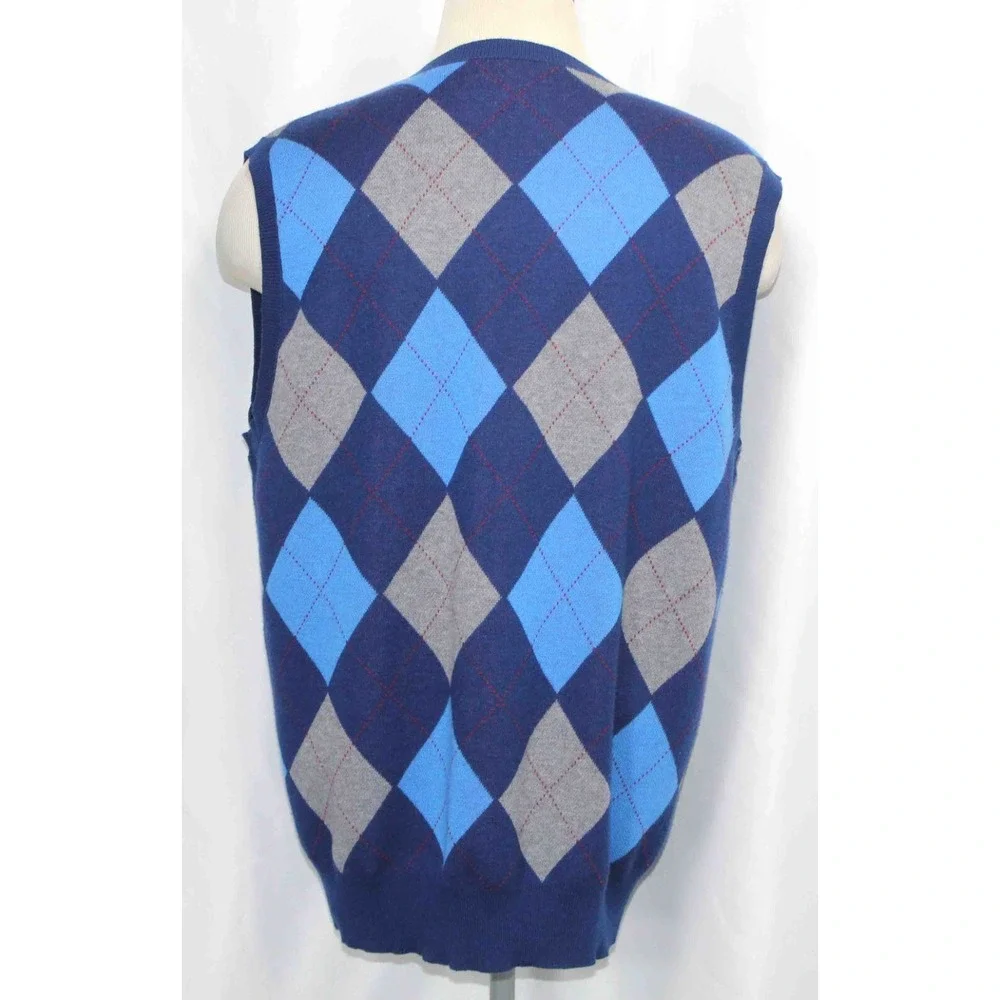 Kallspin Argyle Tri Blend V-Neck Preppy Sleeveless‎ Sweater Vest Mens Size XLT